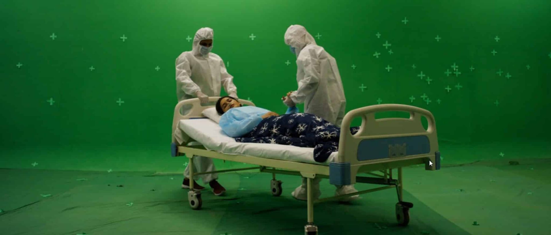 Hospital corridor — original green-screen plate